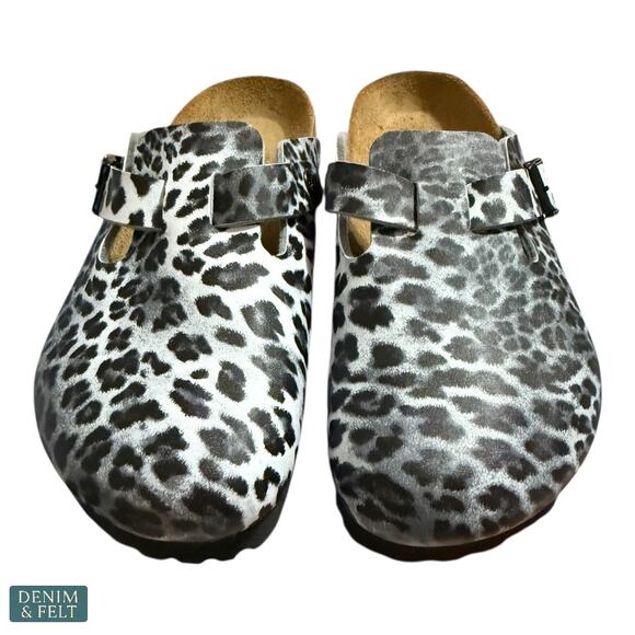 NEW Papillio Birkenstock Boston Leopard Clog Mules Slip On Bold Modern Style - Picture 2 of 8